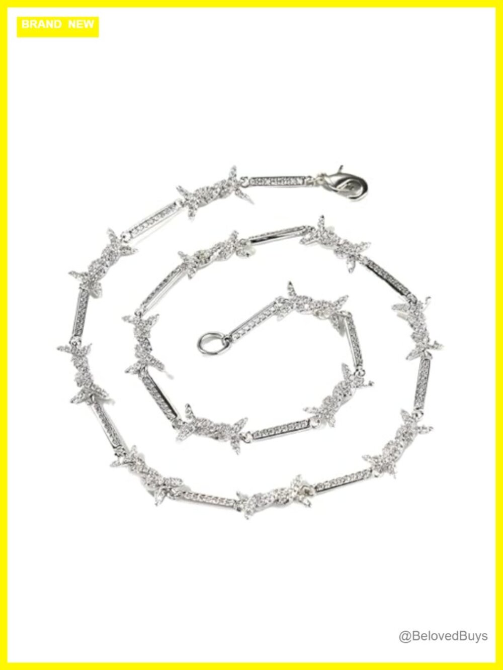 925 Sterling Silver Heart Barbed Wire Necklace 14K Yellow Gold Plated Chain